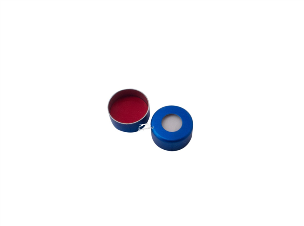 Picture of 11mm Aluminium Cap, Blue with Red PTFE/White Silicone/Red PTFE Setpa, 1mm (Shore A 45)